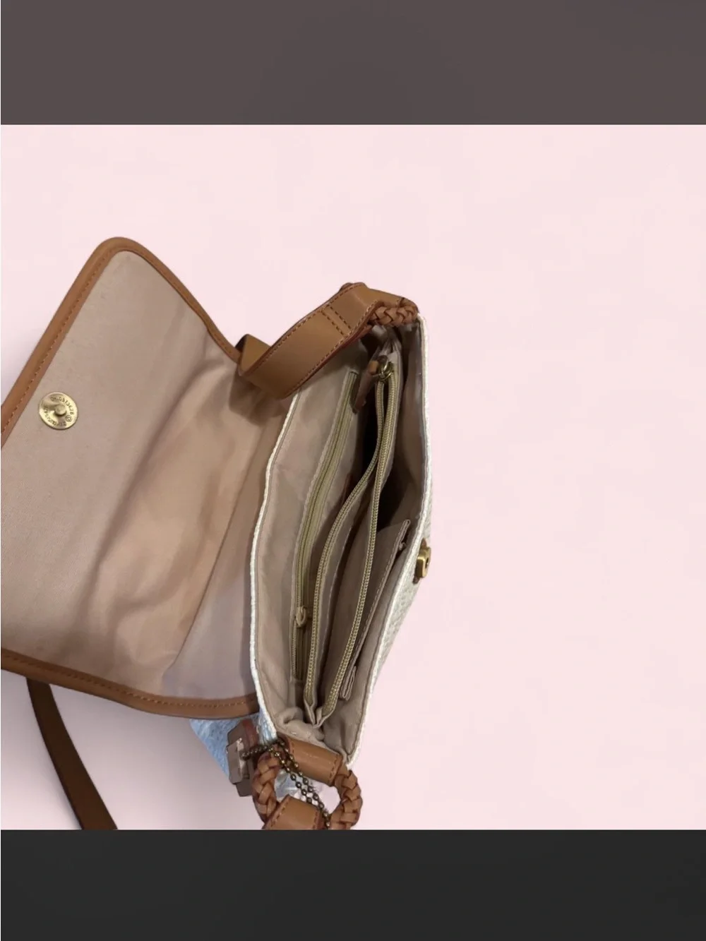 Relic white and brown crossbody bag